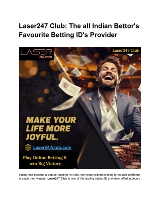 Laser247 Club_ The all Indian Bettor's Favourite Betting ID's Provider
