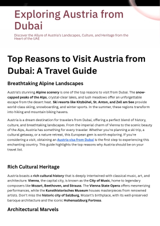 Top Reasons to Visit Austria from Dubai A Travel Guide