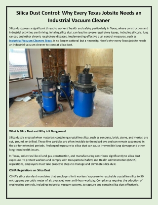 Silica Dust Control Why Every Texas Jobsite Needs an Industrial Vacuum Cleaner