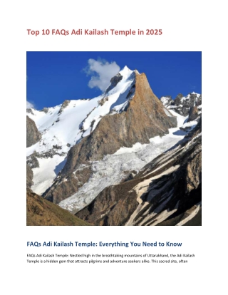 Top 10 FAQs Adi Kailash Temple in 2025