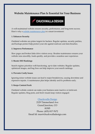 Website Maintenance Plan Is Essential for Your Business