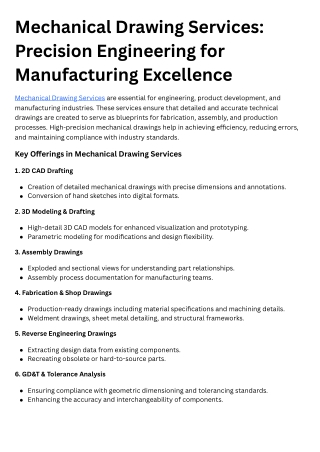 Mechanical Drawing Services Precision Engineering for Manufacturing Excellence