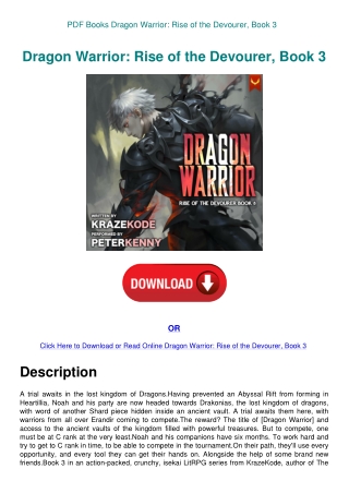 PDF Books Dragon Warrior Rise of the Devourer  Book 3