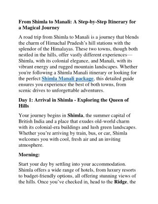 Romance in Action: Adventure & Photography-Filled  Honeymoon in Shimla Manali