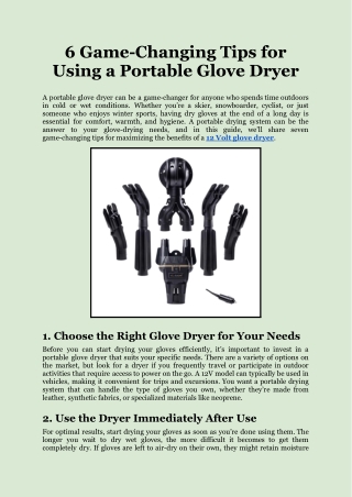 6 Game-Changing Tips for Using a Portable Glove Dryer