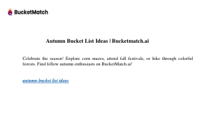Autumn Bucket List Ideas | Bucketmatch.ai