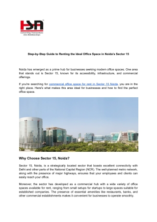 Step-by-Step Guide to Renting the Ideal Office Space in Noida's Sector 15