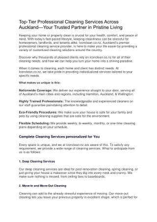 Professional Cleaning Services Across Auckland