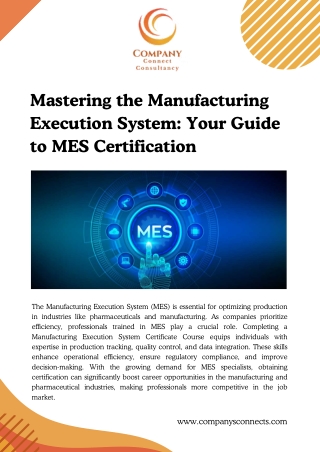 Mastering the Manufacturing Execution System Your Guide to MES Certification