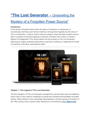 "The Lost Generator – Unraveling the Mystery of a Forgotten Power Source"