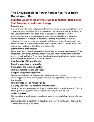 The Encyclopedia of Power Foods_ Fuel Your Body, Boost Your Life