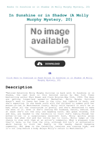 Books In Sunshine or in Shadow (A Molly Murphy Mystery  20)