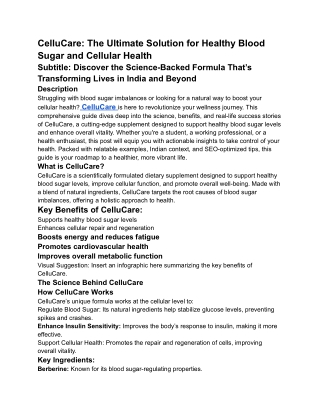 CelluCare_ The Ultimate Solution for Healthy Blood Sugar and Cellular Health
