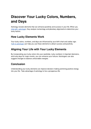 Discover Your Lucky Colors, Numbers, and Days