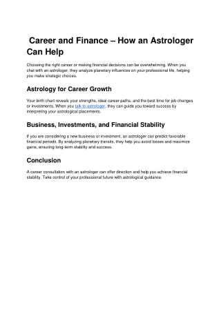 Career and Finance – How an Astrologer Can Help