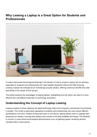 Why Leasing a Laptop is a Great Option for Students and Professionals
