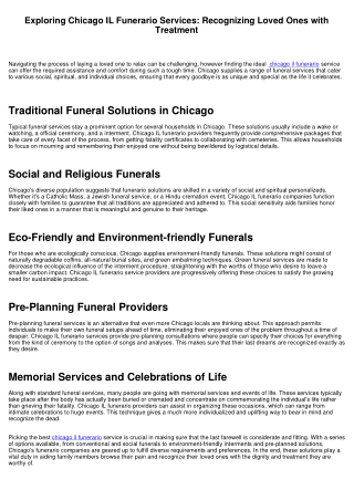 Checking Out Chicago IL Funerario Services: Recognizing Liked Ones with Care