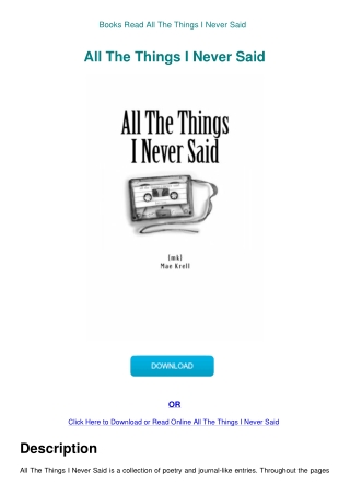 Books Read All The Things I Never Said