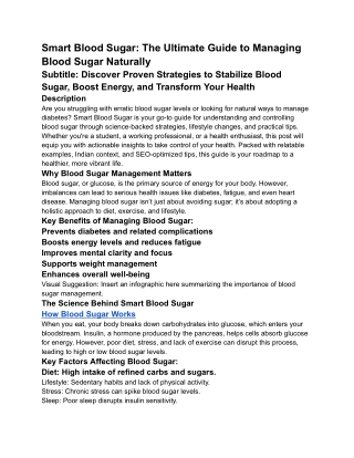 Smart Blood Sugar_ The Ultimate Guide to Managing Blood Sugar Naturally