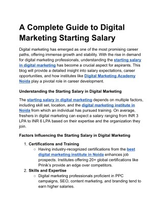 A Complete Guide to Digital Marketing Starting Salary