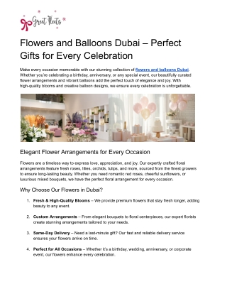 Flowers and Balloons Dubai – Perfect Gifts for Every Celebration