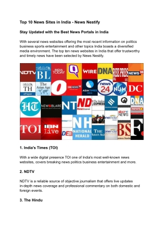 Top 10 News Sites in India