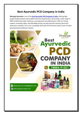 Best Ayurvedic PCD Company in India
