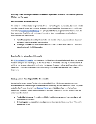 Wohnung kaufen Salzburg Parsch oder Gartenwohnung kaufen