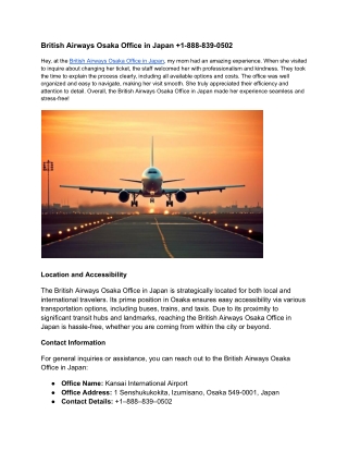 British Airways Osaka Office in Japan