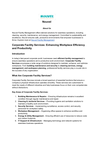 Corporate Facility Services