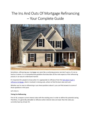Best place to get a refinance mortgage