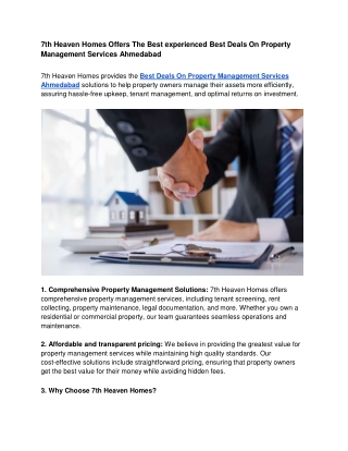 7th Heaven Homes Offers The Best experienced Best Deals On Property Management Services Ahmedabad