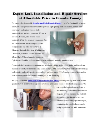 Expert Lock Installation and Repair Services at Affordable Price in Lincoln Coun
