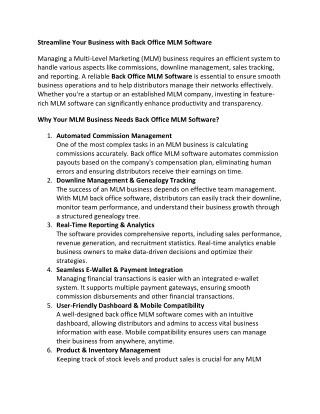 Streamline Your Business with Back Office MLM Software