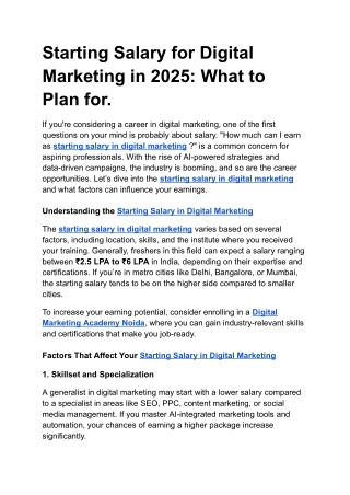 Starting Salary for Digital Marketing in 2025: What to Plan for.