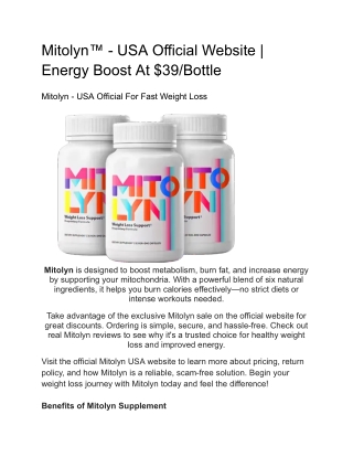 Mitolyn™ - USA Official Website | Energy Boost At $39/Bottle