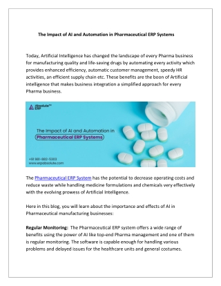 The Impact of AI and Automation in Pharmaceutical ERP Systems