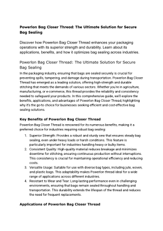 Powerlon Bag Closer Thread: The Ultimate Solution for Secure Bag Sealing