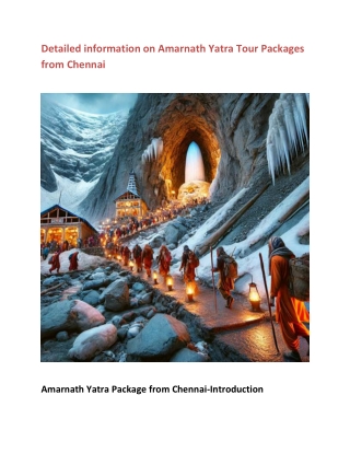 Detailed information on Amarnath Yatra Tour Packages from Chennai