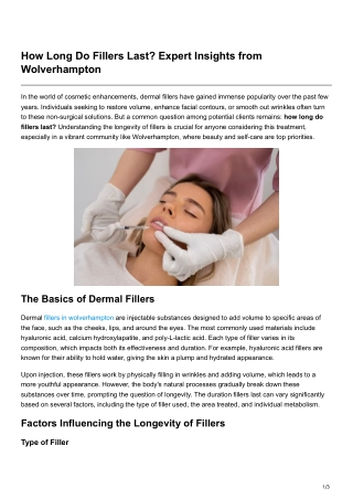 How Long Do Fillers Last Expert Insights from Wolverhampton