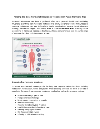 Finding the Best Hormonal Imbalance Treatment in Pune_ Hormone Hub