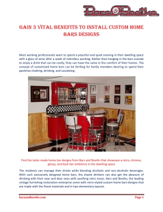 Gain 3 vital benefits to install Custom home bars designs