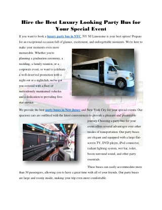 Hire the Best Luxury Looking Party Bus for Your Special Event