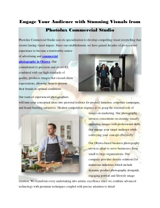 Engage Your Audience with Stunning Visuals from Photolux Commercial Studio