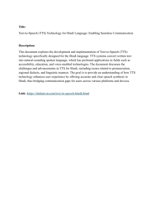 Text to Speech Hindi