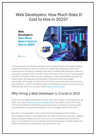 Web Developers How Much Does It Cost to Hire in 2025