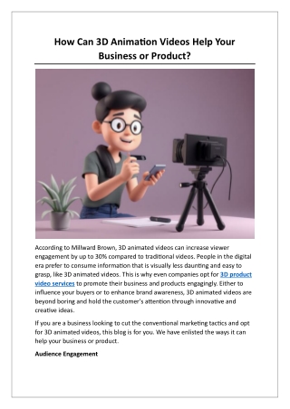 How Can 3D Animation Videos Help Your Business or Product