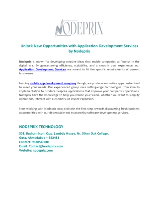 Unlock New Opportunities with Application Development Services by Nodeprix