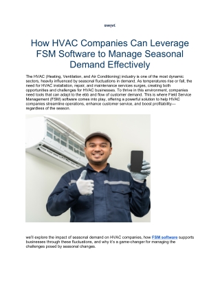 How HVAC Companies Can Leverage FSM Software to Manage Seasonal Demand Effectively