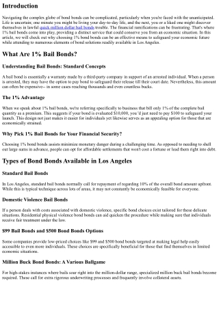 Why Pick 1% Bail Bonds for Your Financial Safety and security?